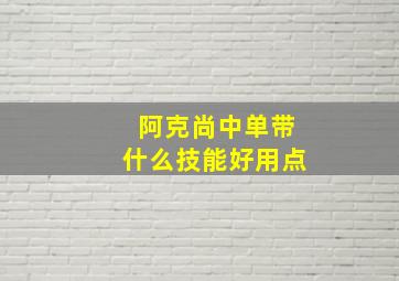 阿克尚中单带什么技能好用点