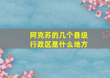 阿克苏的几个县级行政区是什么地方