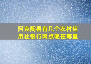 阿克陶县有几个农村信用社银行网点呢在哪里