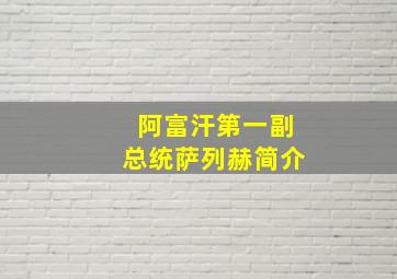 阿富汗第一副总统萨列赫简介