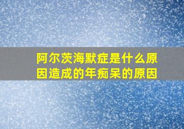 阿尔茨海默症是什么原因造成的年痴呆的原因