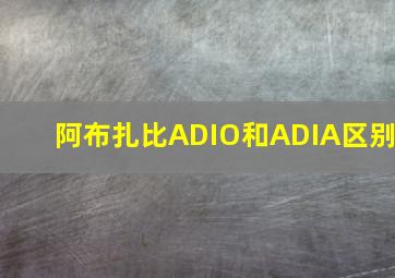 阿布扎比ADIO和ADIA区别