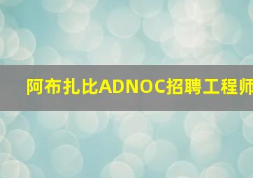 阿布扎比ADNOC招聘工程师