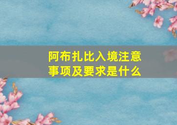 阿布扎比入境注意事项及要求是什么