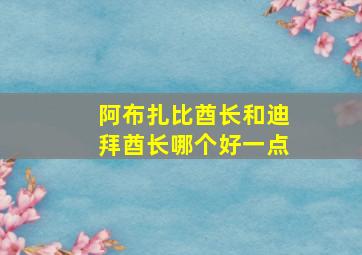 阿布扎比酋长和迪拜酋长哪个好一点