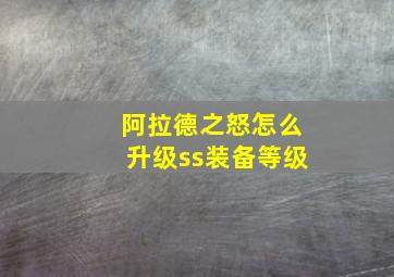 阿拉德之怒怎么升级ss装备等级