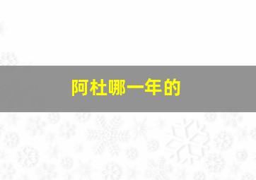 阿杜哪一年的