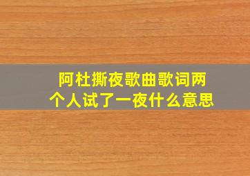 阿杜撕夜歌曲歌词两个人试了一夜什么意思