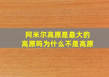 阿米尔高原是最大的高原吗为什么不是高原