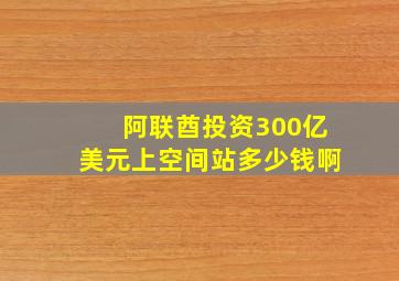 阿联酋投资300亿美元上空间站多少钱啊