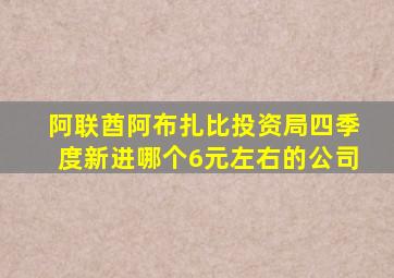 阿联酋阿布扎比投资局四季度新进哪个6元左右的公司