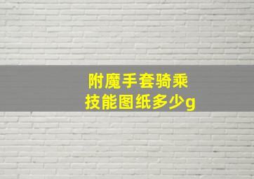 附魔手套骑乘技能图纸多少g