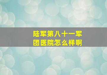 陆军第八十一军团医院怎么样啊