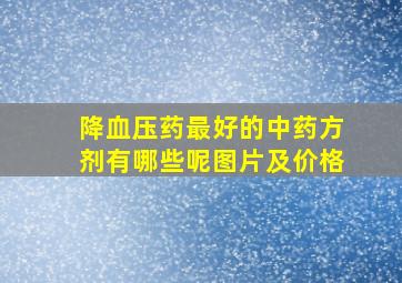 降血压药最好的中药方剂有哪些呢图片及价格