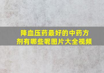 降血压药最好的中药方剂有哪些呢图片大全视频