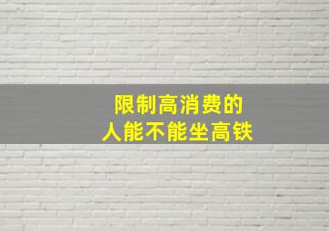 限制高消费的人能不能坐高铁