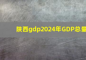 陕西gdp2024年GDP总量