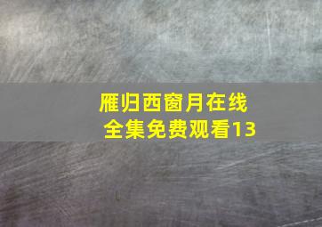 雁归西窗月在线全集免费观看13