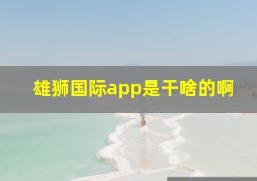 雄狮国际app是干啥的啊