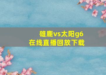 雄鹿vs太阳g6在线直播回放下载