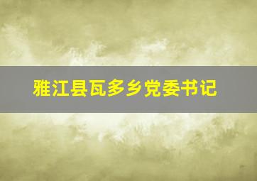 雅江县瓦多乡党委书记