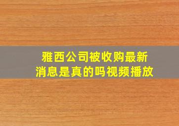 雅西公司被收购最新消息是真的吗视频播放