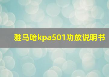 雅马哈kpa501功放说明书