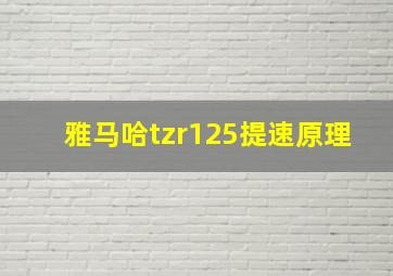 雅马哈tzr125提速原理