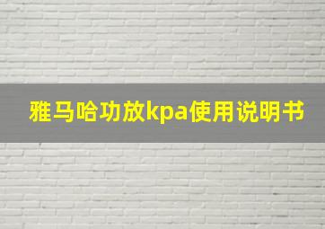 雅马哈功放kpa使用说明书