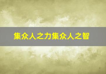 集众人之力集众人之智