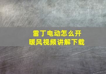 雷丁电动怎么开暖风视频讲解下载