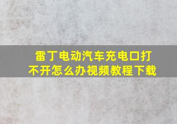 雷丁电动汽车充电口打不开怎么办视频教程下载