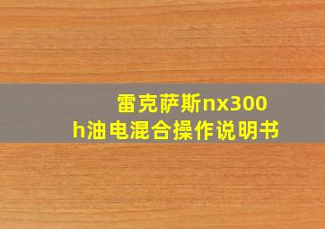 雷克萨斯nx300h油电混合操作说明书