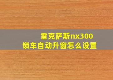 雷克萨斯nx300锁车自动升窗怎么设置