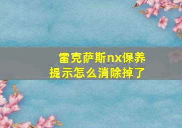 雷克萨斯nx保养提示怎么消除掉了