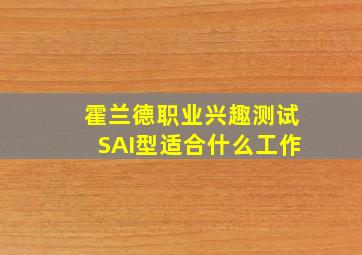 霍兰德职业兴趣测试SAI型适合什么工作