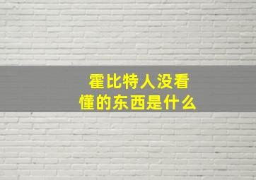 霍比特人没看懂的东西是什么