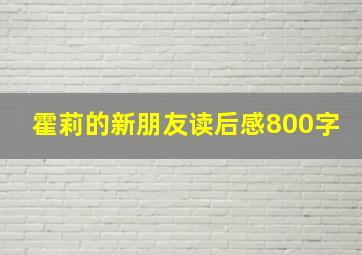 霍莉的新朋友读后感800字