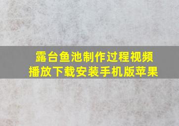 露台鱼池制作过程视频播放下载安装手机版苹果