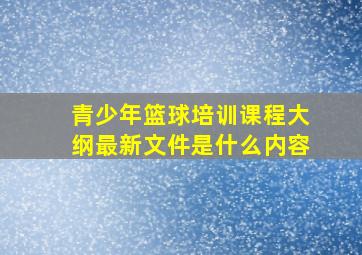 青少年篮球培训课程大纲最新文件是什么内容