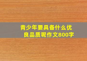 青少年要具备什么优良品质呢作文800字