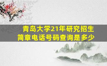 青岛大学21年研究招生简章电话号码查询是多少