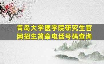 青岛大学医学院研究生官网招生简章电话号码查询