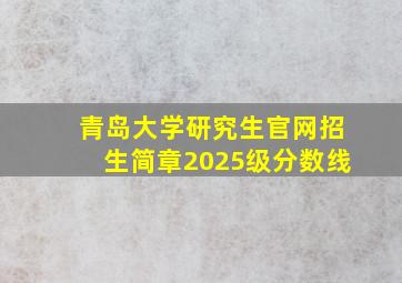 青岛大学研究生官网招生简章2025级分数线