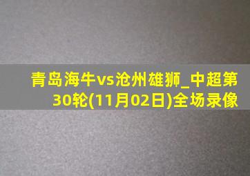 青岛海牛vs沧州雄狮_中超第30轮(11月02日)全场录像