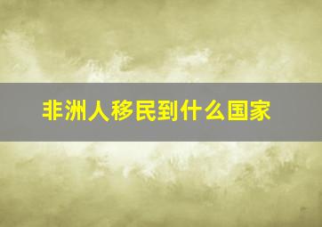 非洲人移民到什么国家