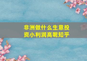 非洲做什么生意投资小利润高呢知乎