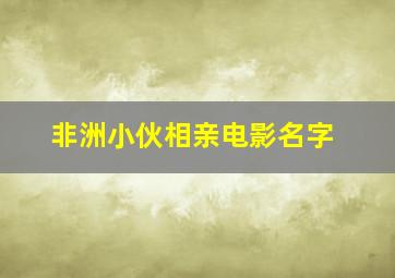 非洲小伙相亲电影名字