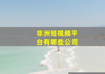 非洲短视频平台有哪些公司