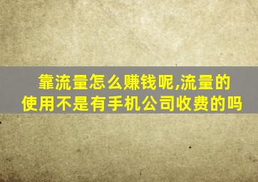 靠流量怎么赚钱呢,流量的使用不是有手机公司收费的吗